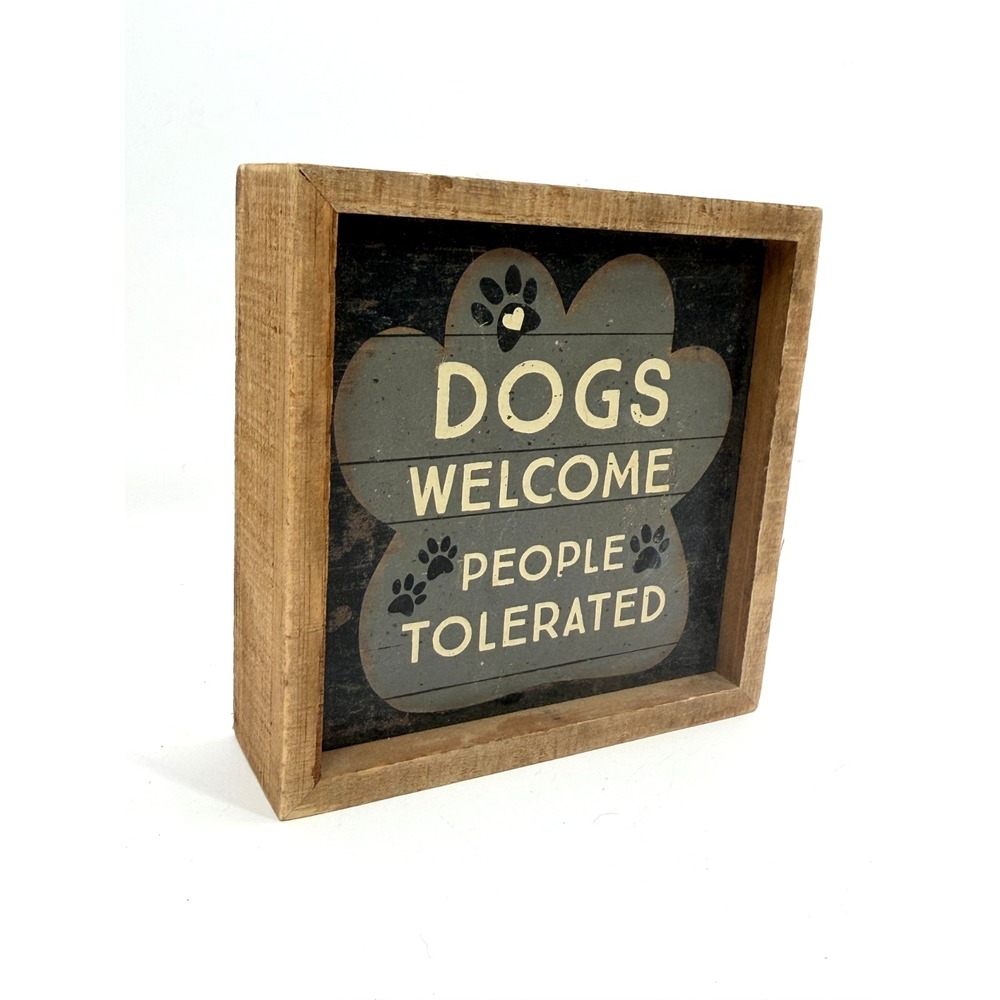 Primitives by Kathy Dogs Welcome People Tolerated Wood Box Sign Kohl's 6x6